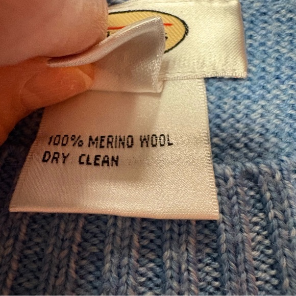 Talbots Sweater Womens Large Blue Merino Wool Classic Preppy - Picture 8 of 8